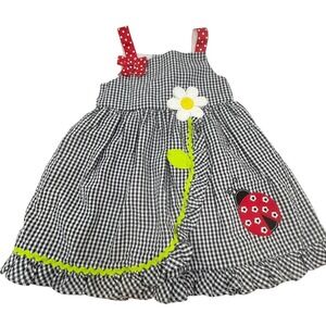 Emily Rose Toddler 3T Navy Gingham Ladybug Daisy Searsucker Ric Rac Bow Sundress